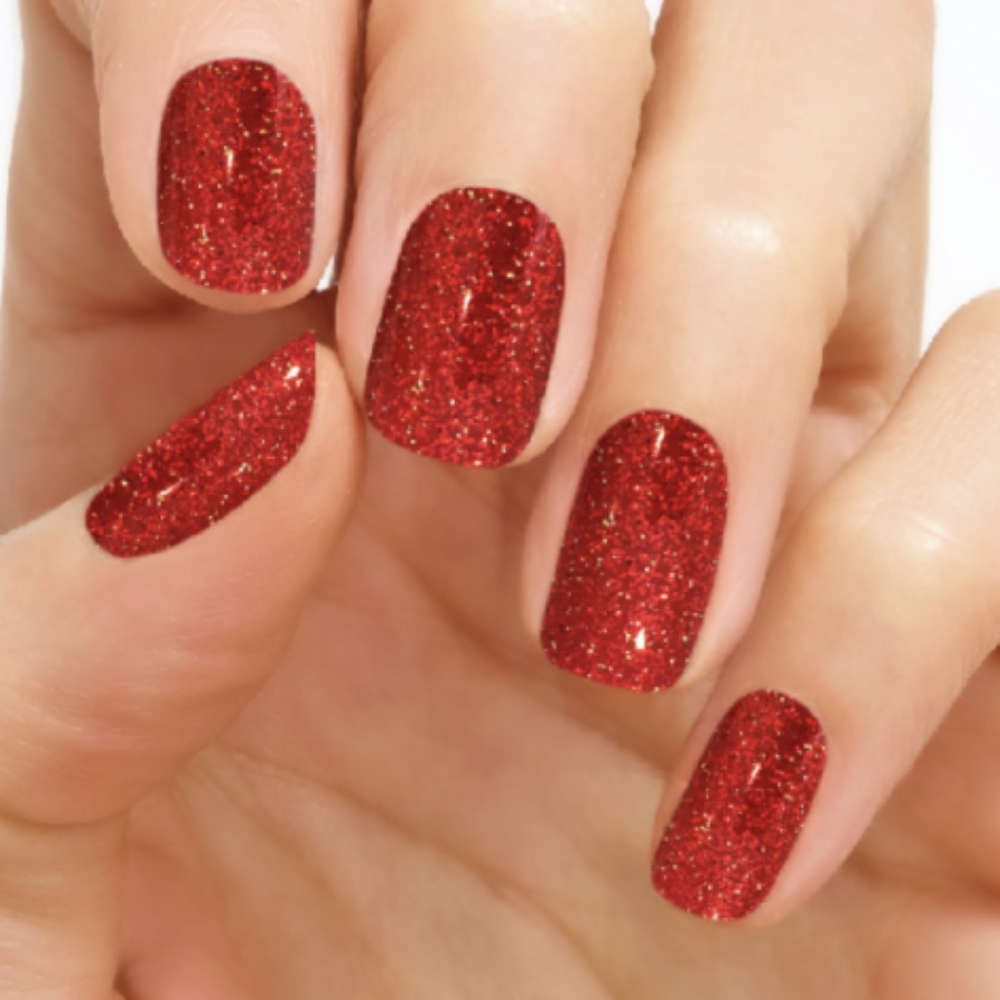 Valentine's Color Street nails. Set of 4 patterned and glitter manicures.
